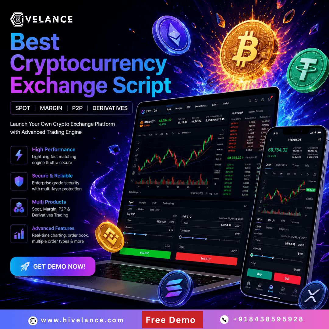 Cryptocurrency Exchange Script for Spot, Margin, P2P & Derivatives Trading