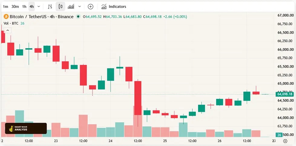 Bitcoin (BTC/USDT) 4H Wave Update: Corrective Dip Holds, Bulls Eye $66,700